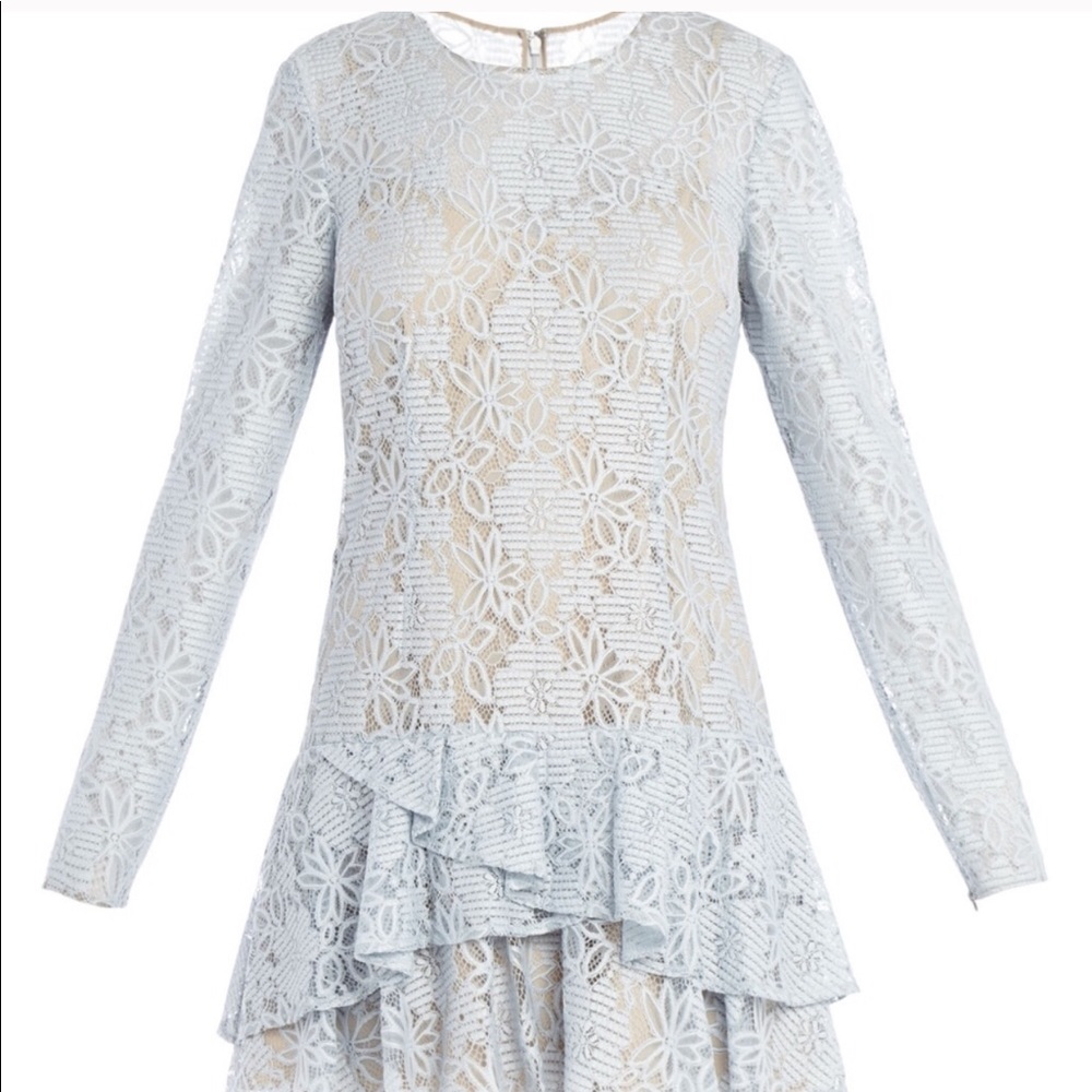 BCBGMAXAZRIA Pink Lysa Flounce Lace Dress size 12